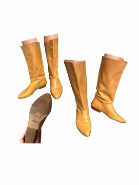 Vintage MIA Tan Leather Mid-Calf Pointed Toe Boots